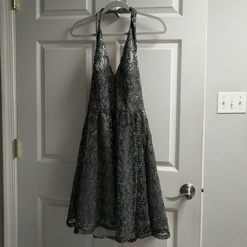 Silver halter dress